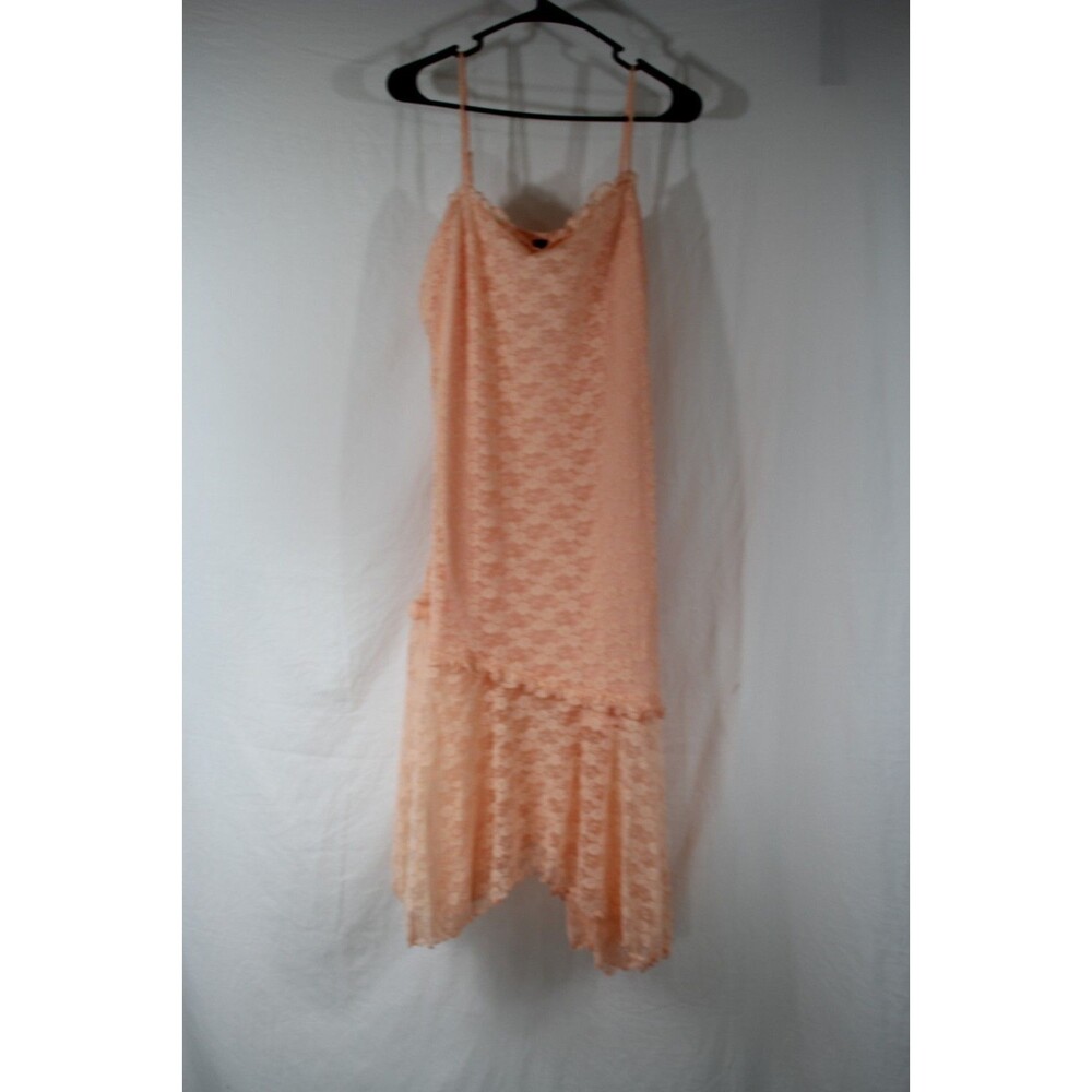 Old Navy Peach Floral Lace Layered Slip Dress Midi Spaghetti Straps Size XL Pet.